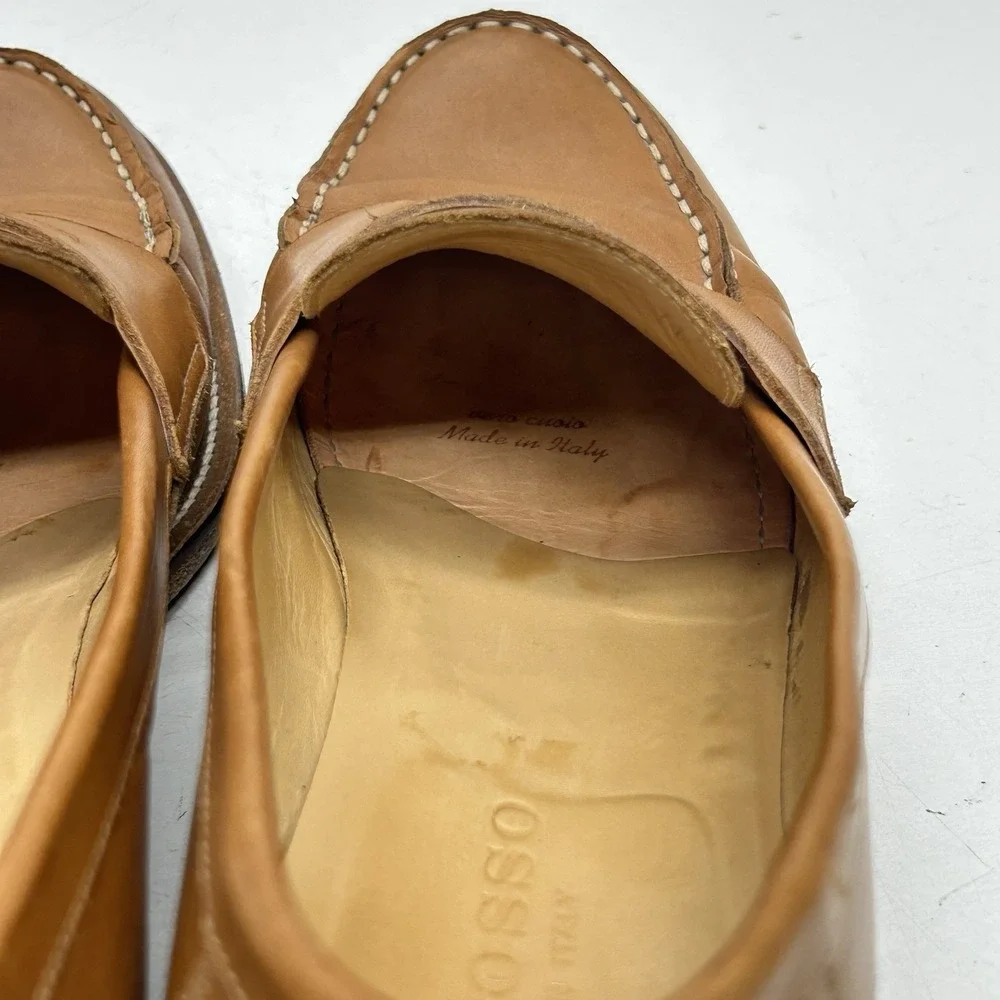 Scarosso‎ Men's Brown Leather Penny Loafers Shoes Made in Italy EU41, US8, UK7